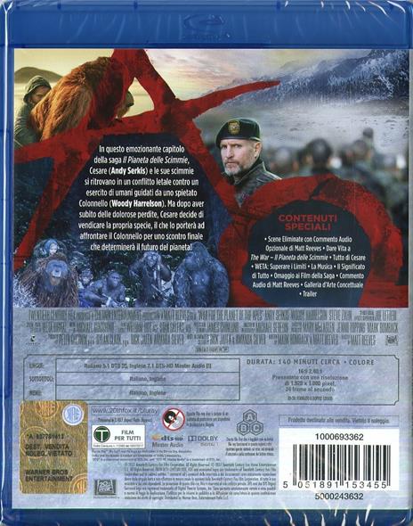 The War. Il pianeta delle scimmie (Blu-ray) di Matt Reeves - Blu-ray - 2