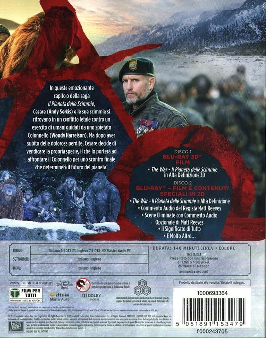 The War. Il pianeta delle scimmie (Blu-ray 3D) di Matt Reeves - Blu-ray + Blu-ray 3D - 2