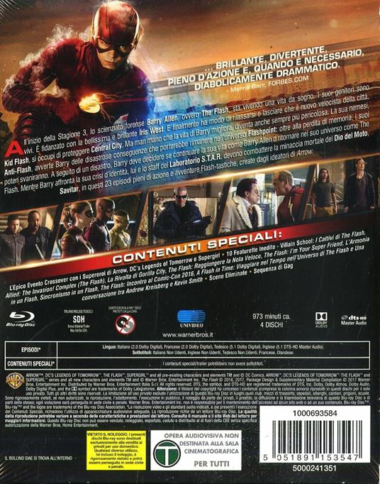 The Flash. Stagione 3. Serie TV ita (4 Blu-ray) - Blu-ray - Film di Dermott  Downs , Ralph Hemecker Avventura | IBS