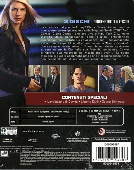 Homeland. Stagione 6. Serie TV ita (3 Blu-ray) di Michael Cuesta,Guy Ferland,Daniel Attias - Blu-ray - 2