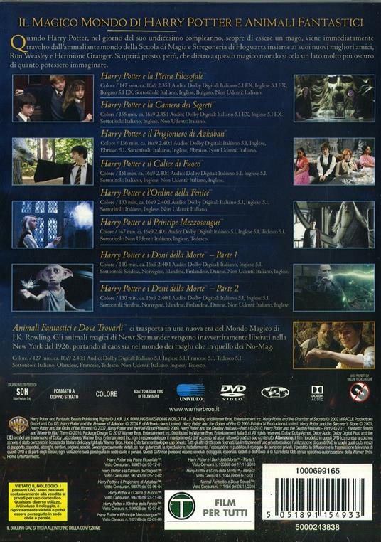 Wizarding World. Collezione 9 film. Harry Potter - Animali fantastici (DVD)  - DVD - Film di Chris Columbus , Alfonso Cuaron Fantasy e fantascienza | IBS