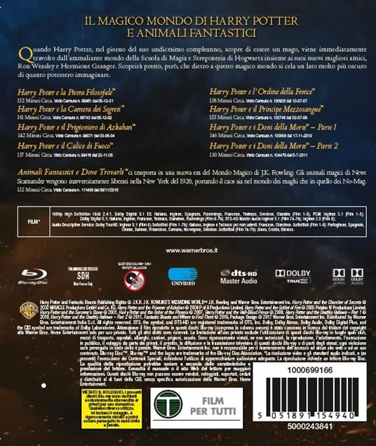 Wizarding World. Collezione 9 film. Harry Potter - Animali fantastici (Blu-ray) di Chris Columbus,Alfonso Cuaron,Mike Newell,David Yates - 3