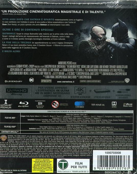 Il cavaliere oscuro. Il ritorno (Blu-ray + Blu-ray 4K Ultra HD) di Christopher Nolan - 2