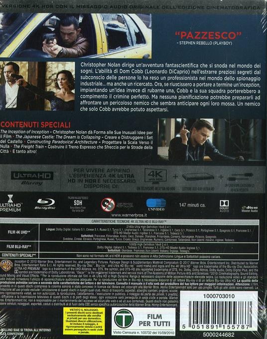 Inception (Blu-ray + Blu-ray 4K Ultra HD) di Christopher Nolan - 2