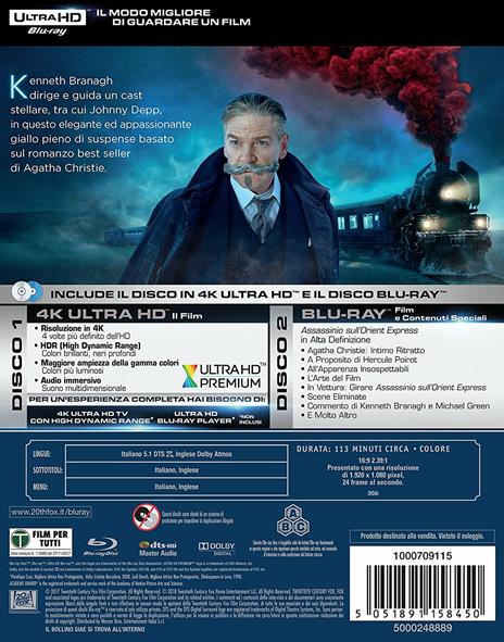 Assassinio sull'Orient Express (Blu-ray + Blu-ray 4K Ultra HD) di Kenneth Branagh - Blu-ray + Blu-ray Ultra HD 4K - 10