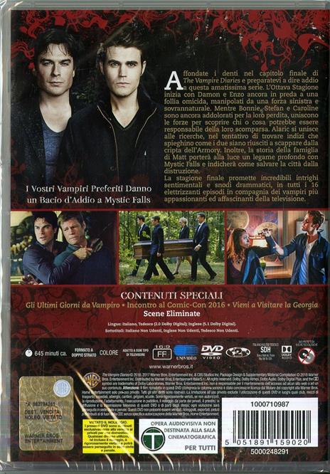 Vampire Diaries. Stagione 8. Serie TV ita (3 DVD) - DVD - Film di Chris  Grismer , Wendey Stanzler Fantastico