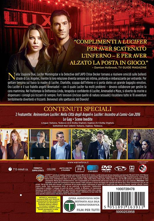 Lucifer. Stagione 2. Serie TV ita (3 DVD) di Len Wiseman,Nathan Hope,Greg Beeman,Karen Gaviola - DVD - 3