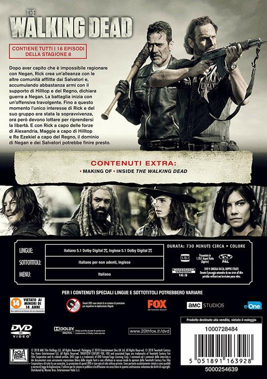 The Walking Dead. Stagione 8. Serie TV ita (5 DVD) - DVD - Film di Greg  Nicotero , Jennifer Chambers Lynch Avventura | IBS