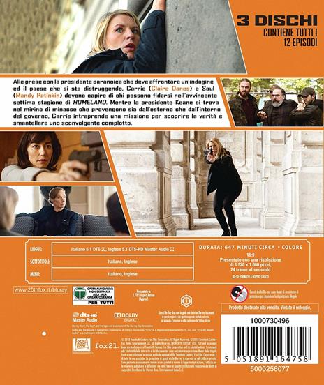 Homeland. Stagione 7. Serie TV ita (3 Blu-ray) di Michael Cuesta,Guy Ferland,Daniel Attias - Blu-ray - 2