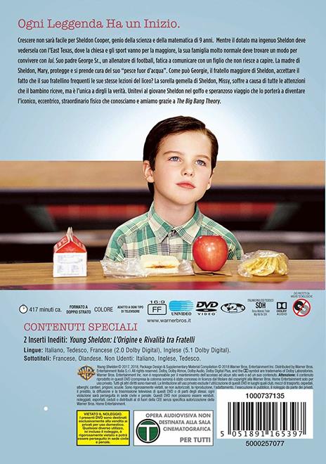 Young Sheldon. Stagione 1. Serie TV ita (2 DVD) di Jaffar Mahmood,Howard Deutch,Mark Cendrowski - DVD - 2