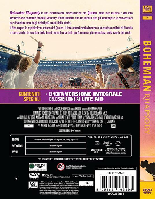 Bohemian Rhapsody (DVD) - DVD - Film di Bryan Singer Drammatico | IBS