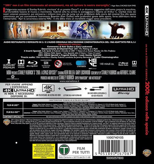 2001: odissea nello Spazio (Blu-ray + Blu-ray Ultra HD 4K) di Stanley Kubrick - Blu-ray + Blu-ray Ultra HD 4K - 2