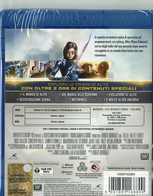 Alita. Angelo della battaglia (Blu-ray) di Robert Rodriguez - Blu-ray - 2