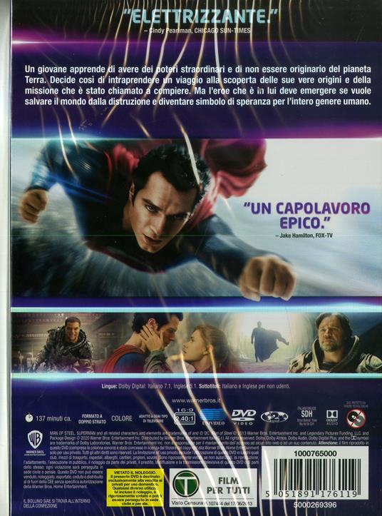 L' uomo d'acciaio. Collezione DC Comics (DVD) - DVD - Film di Zack Snyder  Avventura | IBS