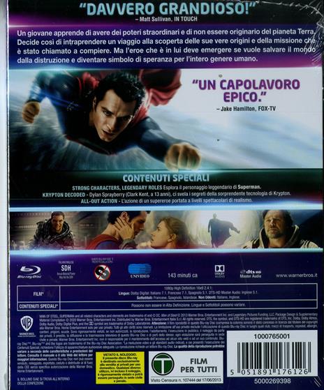 L' uomo d'acciaio. Collezione DC Comics (Blu-ray) - Blu-ray - Film di Zack  Snyder Avventura | IBS