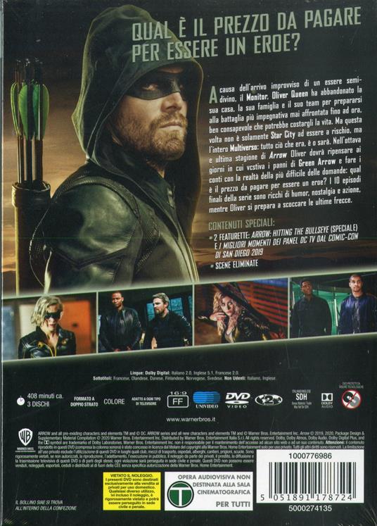 Arrow. Stagione 8. Serie TV ita (3 DVD) - DVD - Film di James Bamford ,  Michael Schultz Avventura | IBS