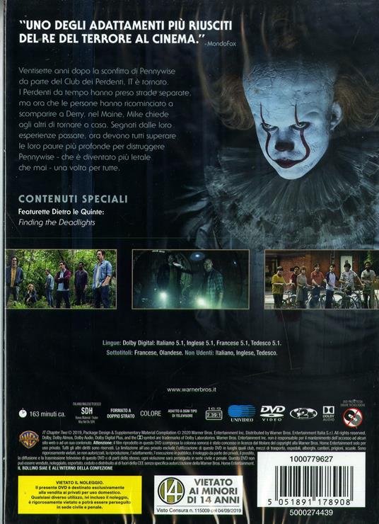 IT. Capitolo 2. Collezione Horror (DVD) - DVD - Film di Andy Muschietti  Fantastico | IBS