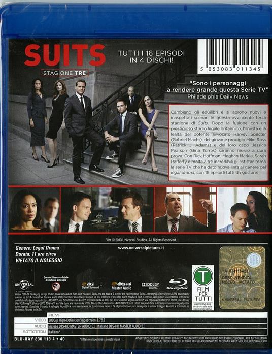 Suits. Stagione 3 (4 Blu-ray) di Kevin Bray,Michael Smith,John Scott - Blu-ray - 2