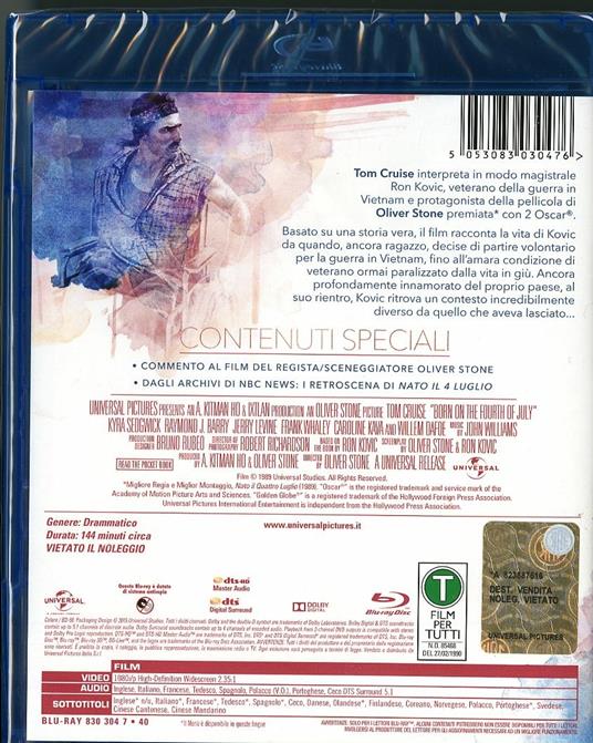 Nato il quattro luglio - Blu-ray - Film di Oliver Stone Drammatico | IBS