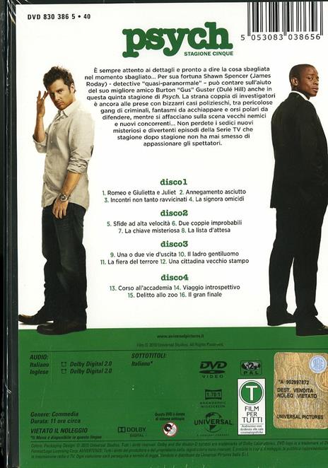 Psych. Stagione 5 (4 DVD) di Mel Damski,Steve Franks,Stephen Surjik - DVD - 2