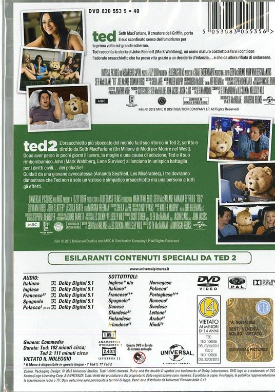 Ted. Ted 2 (2 DVD) di Seth MacFarlane - 2