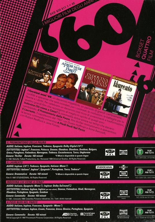 migliori film degli anni '60. Vol. 2 (4 DVD) - DVD - Film di Stanley Kramer  , Mike Nichols Commedia | IBS