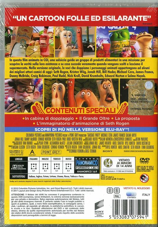 Sausage Party. Vita segreta di una salsiccia (DVD) di Greg Tiernan,Conrad Vernon - DVD - 2