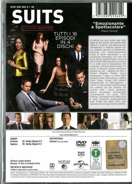 Suits. Stagione 4 (4 DVD) di Kevin Bray,Michael Smith,John Scott - DVD - 2
