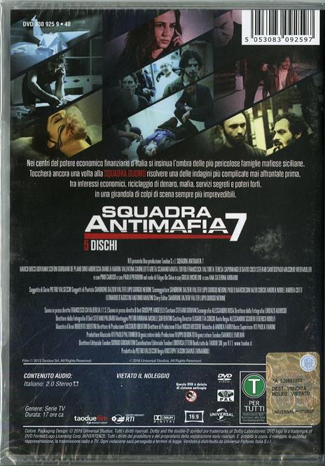 Squadra antimafia. Palermo oggi. Stagione 7 (5 DVD) di Beniamino Catena,Giacomo Martelli,Kristoph Tassin - DVD - 2