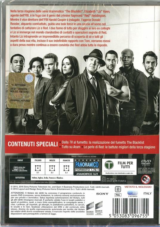 The Blacklist. Stagione 3. Serie TV ita (6 DVD) - DVD - Film di Jon  Bokenkamp Giallo | IBS
