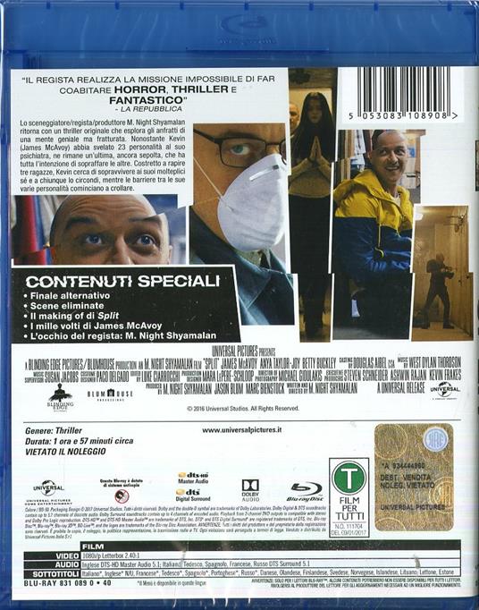 Split (Blu-Ray) di Manoj Night Shyamalan - Blu-ray - 2