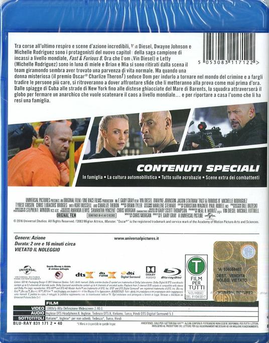 Universal Pictures Fast & Furious 8, Blu-Ray 2D Inglese, ITA