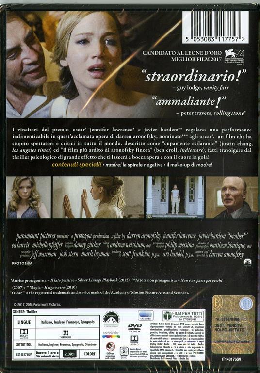 Madre! Con 3 card da collezione ispirate al film (DVD) di Darren Aronofsky - DVD - 2