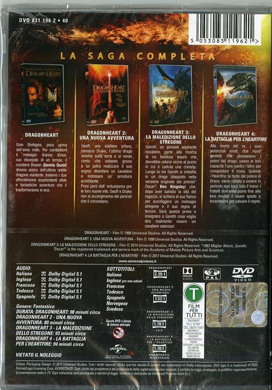 Dragonheart Collection 4 film (4 DVD) - DVD - Film di Rob Cohen , Patrik  Syversen Fantasy e fantascienza | IBS