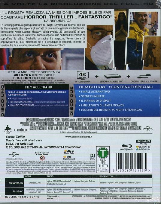 Split (Blu-ray + Blu-ray 4K Ultra HD) di Manoj Night Shyamalan - Blu-ray + Blu-ray Ultra HD 4K - 2