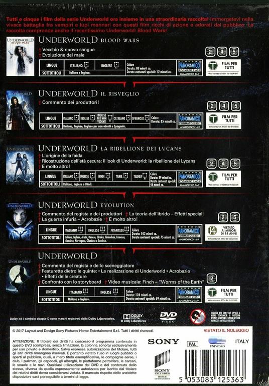 Underworld Collection 5 film (5 DVD) di Anna Foerster,Måns Mårlind,Björn Stein,Patrick Tatopoulos,Len Wiseman - 2