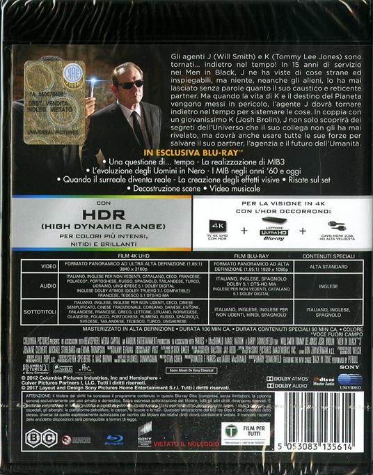 Men In Black 3. MIB (Blu-ray + Blu-ray 4K Ultra HD) di Barry Sonnenfeld - 2