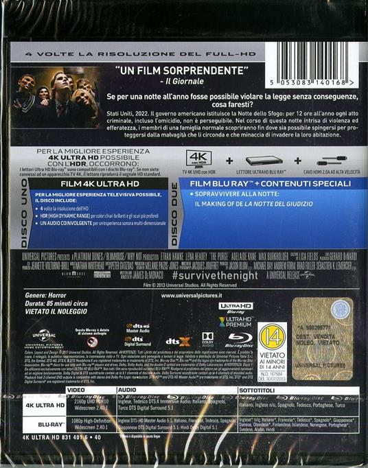 La notte del giudizio (Blu-ray + Blu-ray 4K Ultra HD) di James DeMonaco - 2