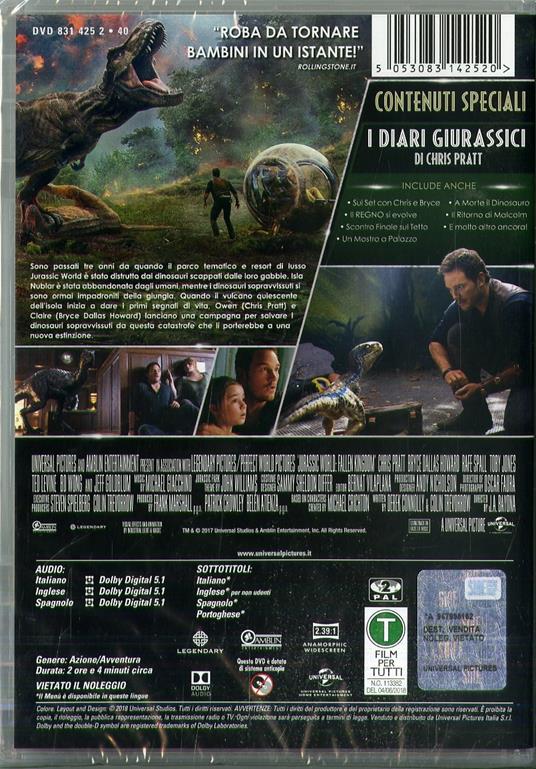 Jurassic World: Il Regno Distrutto (DVD) - DVD - Film di Juan Antonio  Bayona Avventura