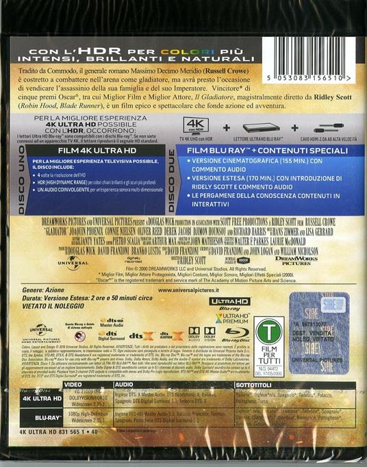 Il gladiatore (Blu-ray + Blu-ray 4K Ultra HD) di Ridley Scott - Blu-ray + Blu-ray Ultra HD 4K - 3