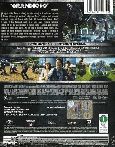 Jurassic World (Blu-ray) di Colin Trevorrow - Blu-ray - 2