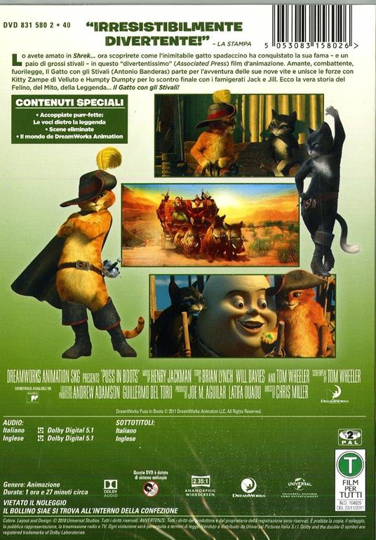 Il Gatto con gli stivali (DVD) - DVD - Film di Chris Miller Animazione | IBS