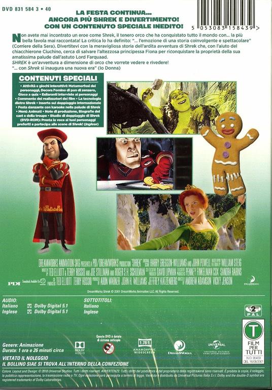 Shrek 1 (DVD) - DVD - Film di Andrew Adamson , Victoria Jensen Animazione |  IBS