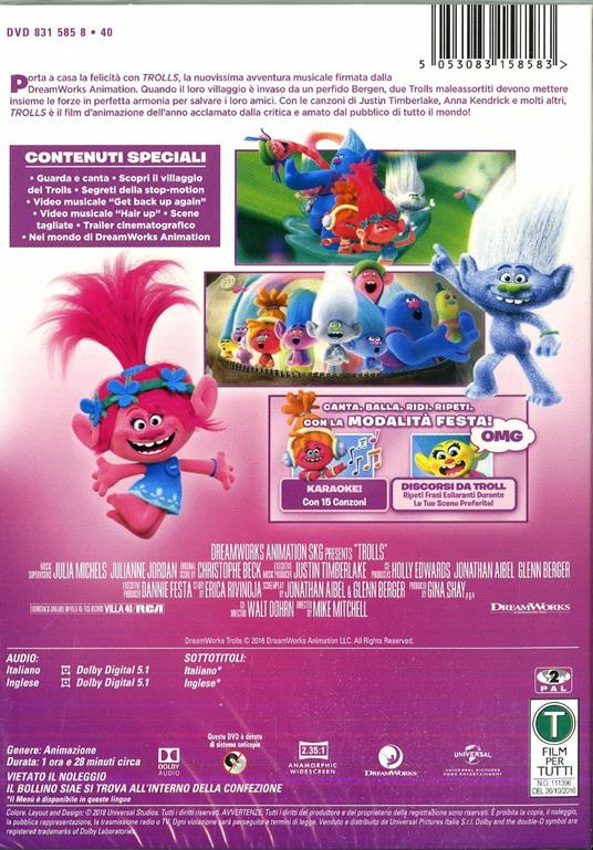 Trolls (DVD) di Mike Mitchell,Walt Dohrn - DVD - 2