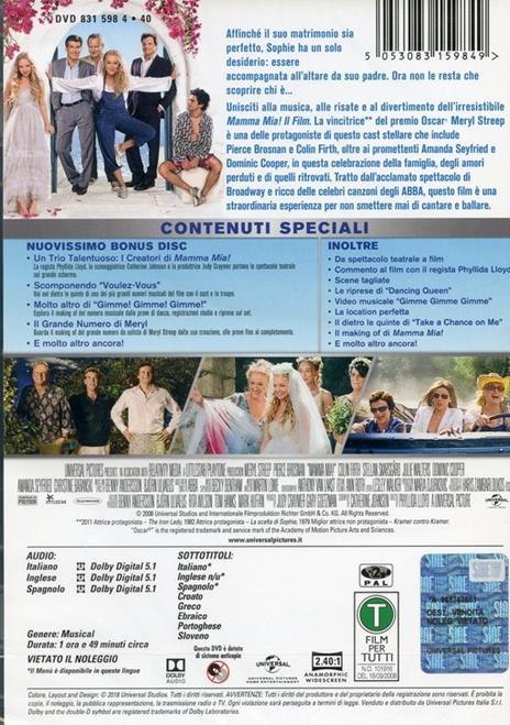 Mamma mia. 10th Anniversary Edition con Bonus Disc (2 DVD) di Phyllida Lloyd - DVD - 2