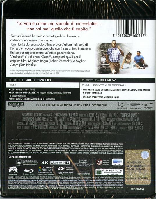 Forrest Gump (Blu-ray + Blu-ray 4K Ultra HD) di Robert Zemeckis - Blu-ray + Blu-ray Ultra HD 4K - 3