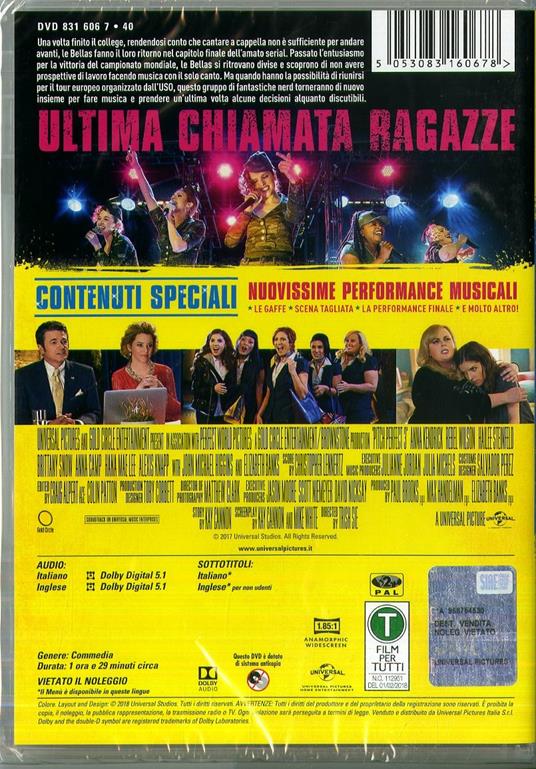 Pitch Perfect 3. Ultima chiamata ragazze (DVD) - DVD - Film di Trish Sie  Commedia | IBS