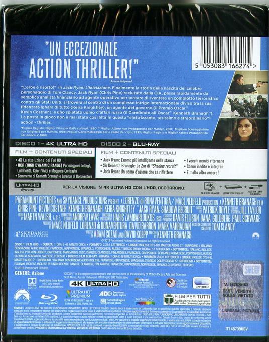 Jack Ryan. L'iniziazione (Blu-ray + Blu-ray 4K Ultra HD) di Kenneth Branagh - Blu-ray + Blu-ray Ultra HD 4K - 2