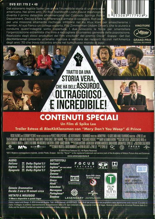 BlacKkKlansman (DVD) di Spike Lee - DVD - 2