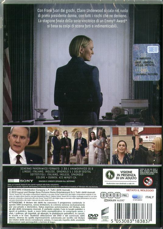 House of Cards. Stagione 6. Serie TV ita (3 DVD) - DVD - Film di Robin  Wright , Alik Sakharov Drammatico | IBS